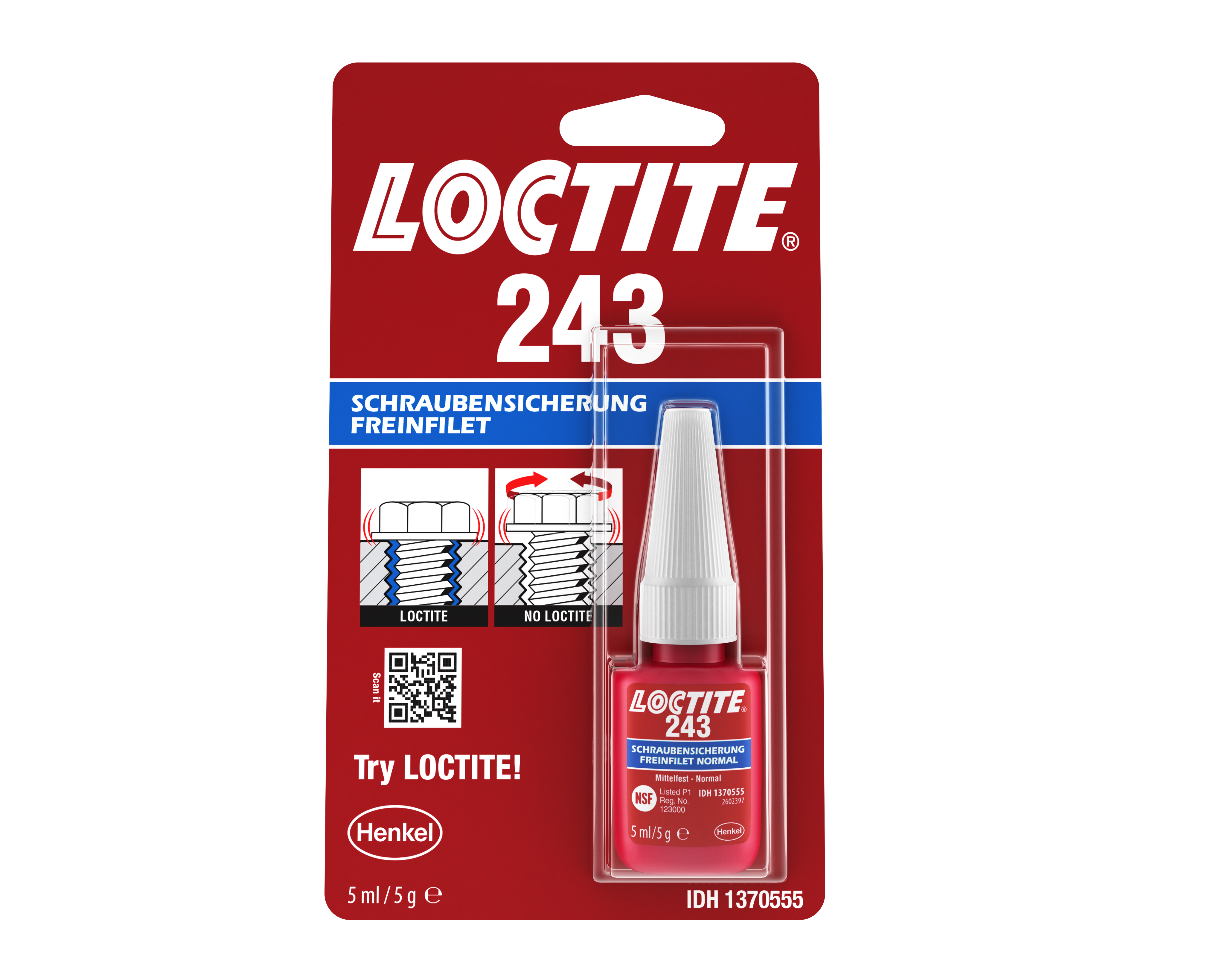 LOCTITE 243 – 5 ml (anaerobowy środek do zabezpieczania gwintów, średnio demontowalny)